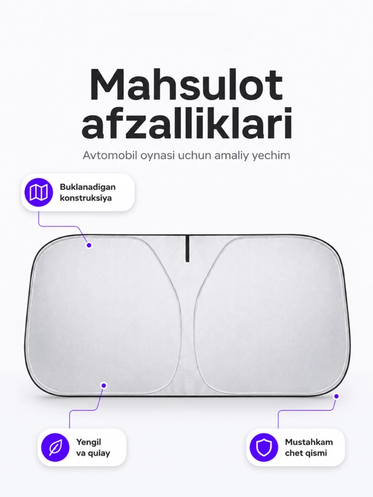 Avtomobil old oynasi uchun quyoshdan himoya soyaboni