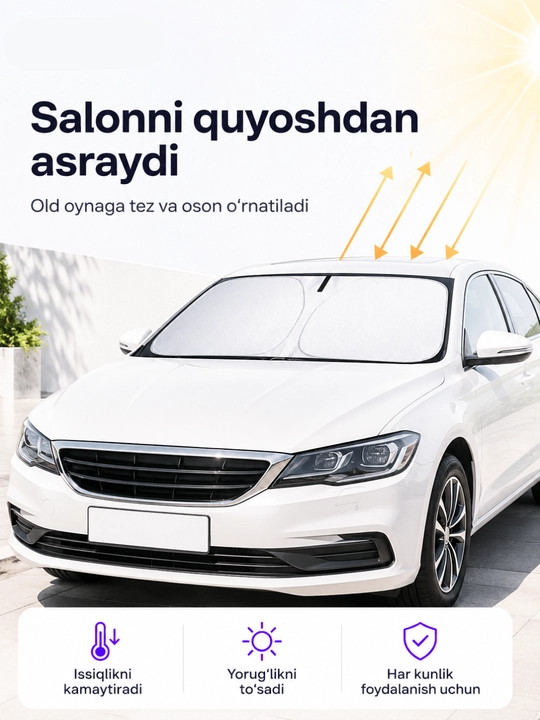 Avtomobil old oynasi uchun quyoshdan himoya soyaboni
