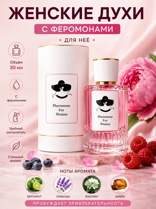 Erkaklar va ayollar uchun feromonli parfyumlangan suvi, 30 ml - 