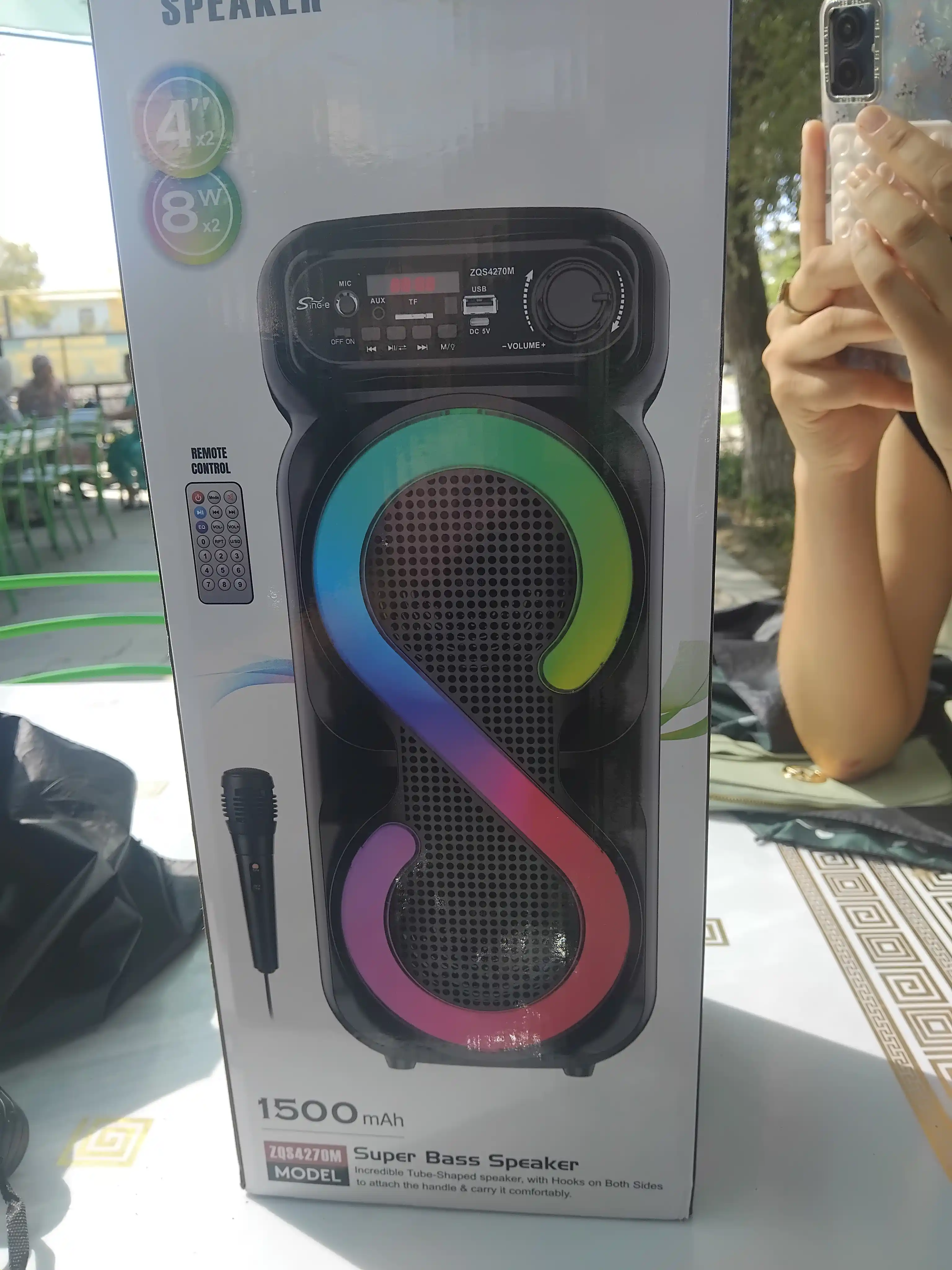 Katta Bluetooth simsiz karnay, karaoke, RGB yoritish, mikrofon va pult bilan