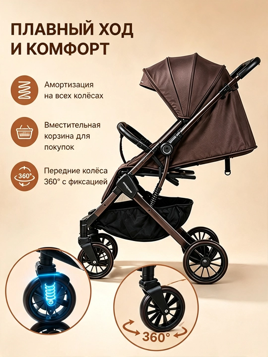 Детская коляска с вентилятором на клипсе и сумкой для мамы в комплекте