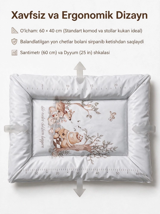 Chaqaloqlar uchun kiyintirish va pampers almashtirish mati,