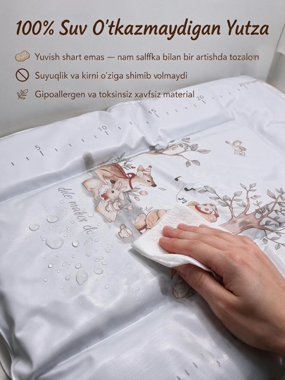 Chaqaloqlar uchun kiyintirish va pampers almashtirish mati,