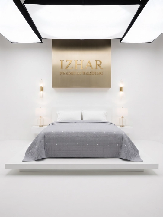 IZHAR Premium qavilgan ikki kishilik krovat yopqichi, kulrang