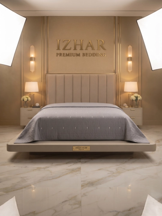IZHAR Premium qavilgan ikki kishilik krovat yopqichi, kulrang