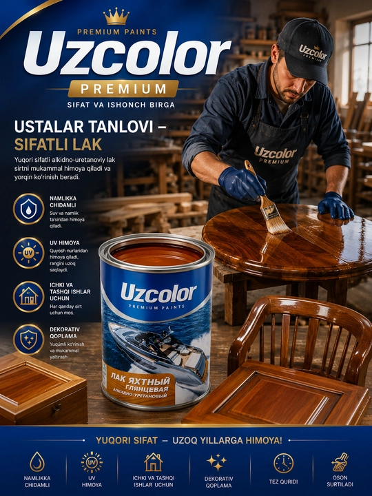 Uzcolor Yaltiroq Alkid-uretanli Yaxta Laki