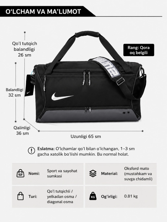 Nike Elite sport va sayohat sumkasi