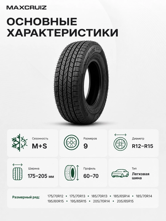 Maxcruiz MS07 yengil avtomobillar uchun barcha mavsumiy qora avtomobil shinasi