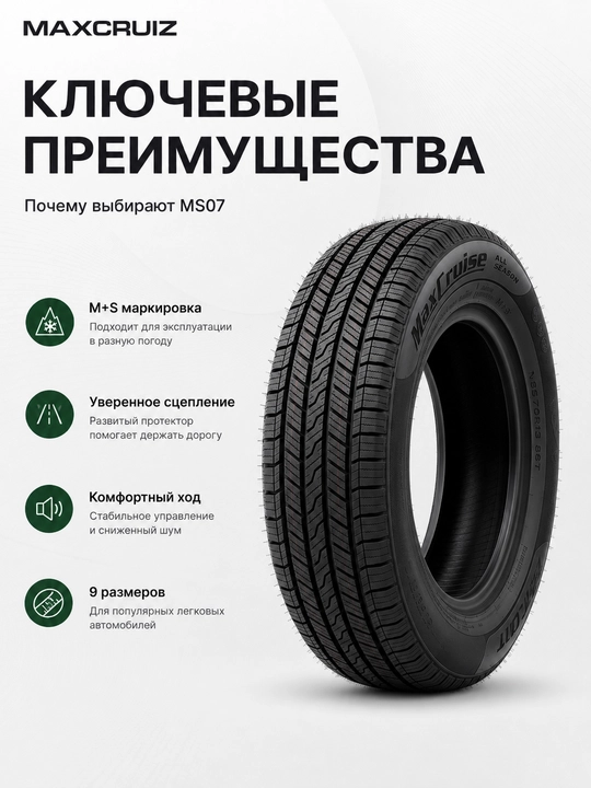 Maxcruiz MS07 yengil avtomobillar uchun barcha mavsumiy qora avtomobil shinasi