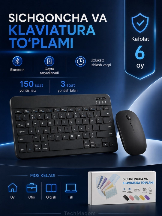 Беспроводной мини-комплект Keyboard и Mouse, для Android, iOS, планшета и компьютера - 