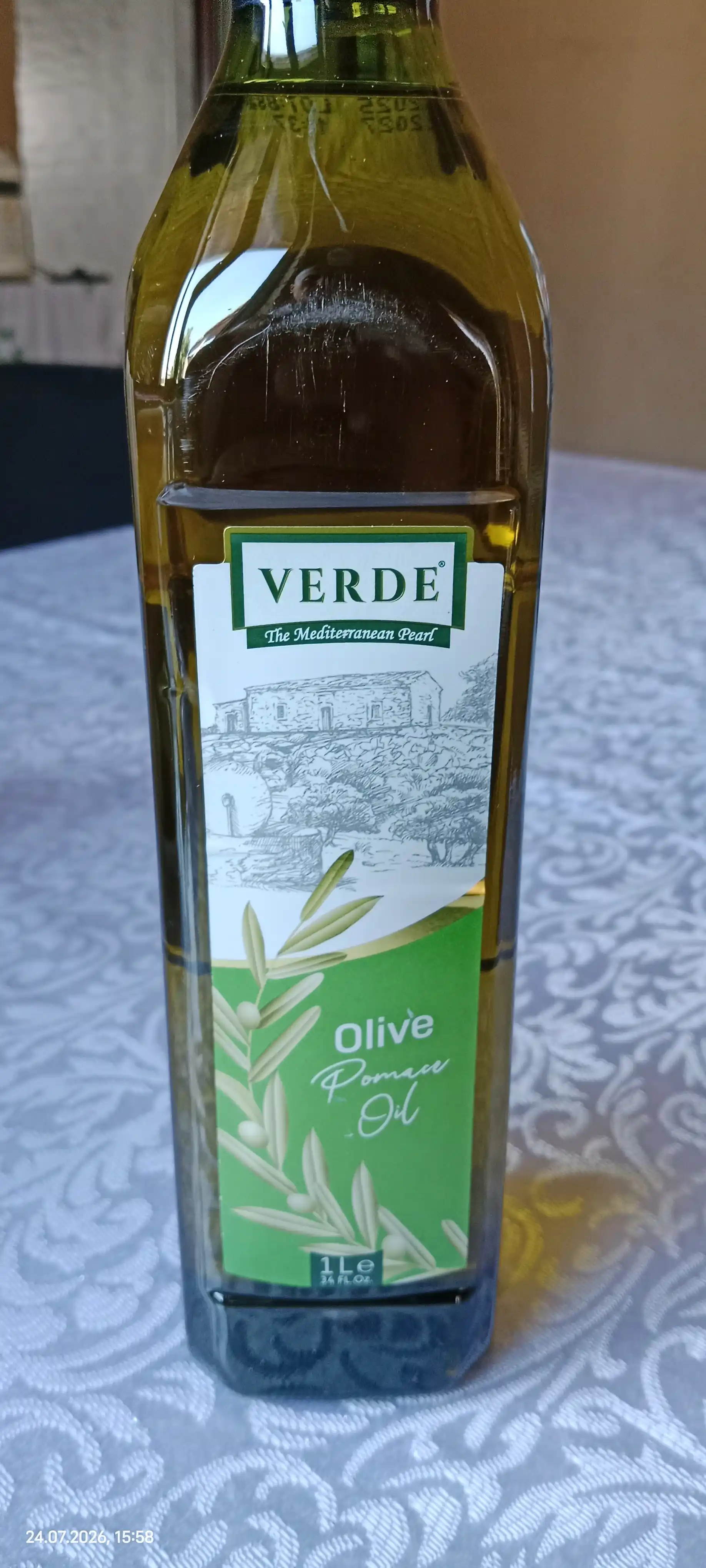 Olive Verde Pomace Oil zaytun yog'i, tozalangan, tovurish va salatlar, 1 litr