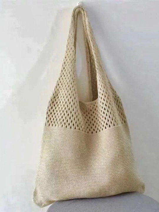 Ayollar to'qima plyaj sumkasi, makrame va setka shopper