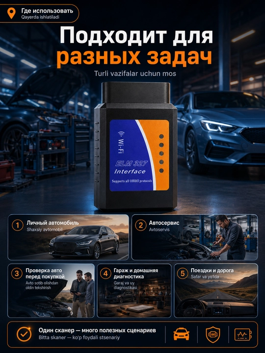 ELM 327 Wi-Fi v1.5 avtoskaneri, PIC18F25K80 chipli OBD2, iPhone/iOS, Android, Windows