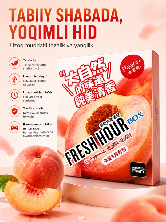 Fresh Hour Box Shaftoli Aromatli Havo Yangilovchi, Avtomobil va Xonalar uchun Aroma Box - 