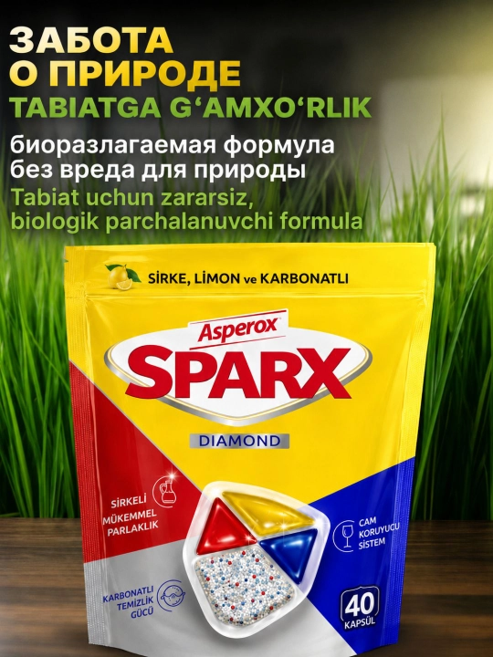 Капсулы для посудомоечной машины ASPEROX SPARX, 40 шт, 240 г