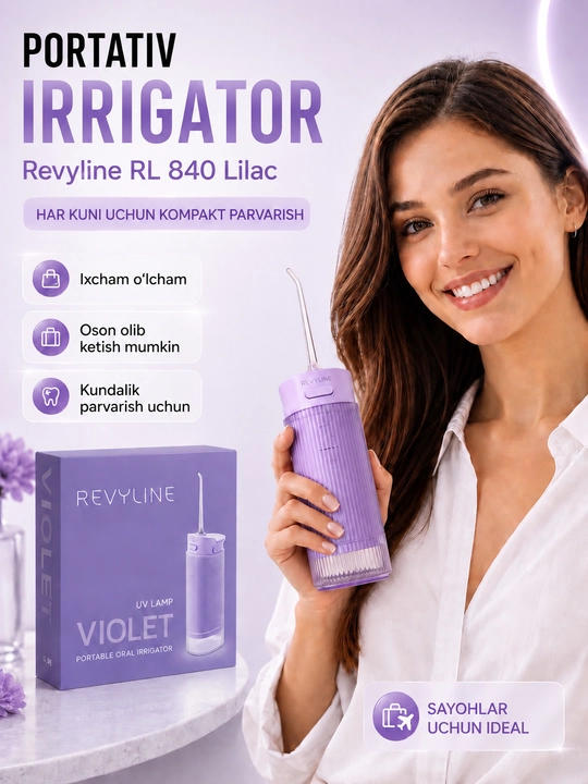 Tish irrigatori Revyline RL 840, 4 rejim, UV sterilizatsiya, 200 ml, 2 nasadka - 