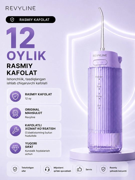 Tish irrigatori Revyline RL 840, 4 rejim, UV sterilizatsiya, 200 ml, 2 nasadka