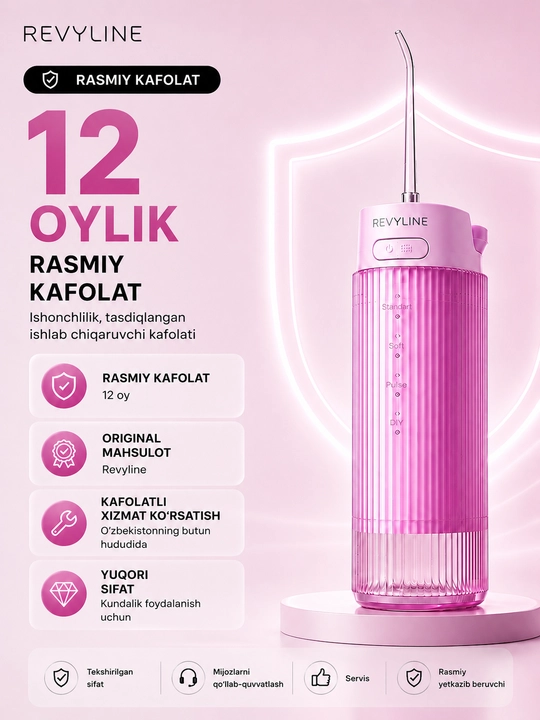 Зубной ирригатор Revyline RL 840, портативный, 4 режима, УФ-стерилизация, 200 мл, 2 насадки