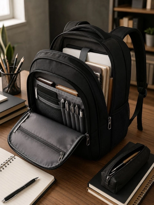 Qora premium maktab ryukzagi, GOPACK, mustahkam va yengil model kundalik foydalanish uchun