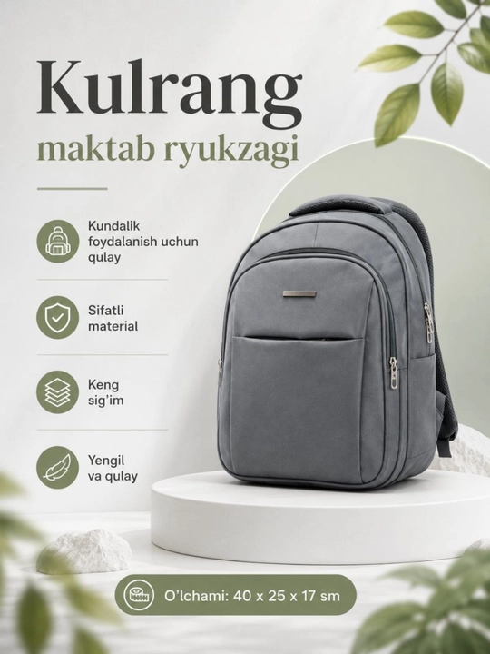 Qora premium maktab ryukzagi, GOPACK, mustahkam va yengil model kundalik foydalanish uchun