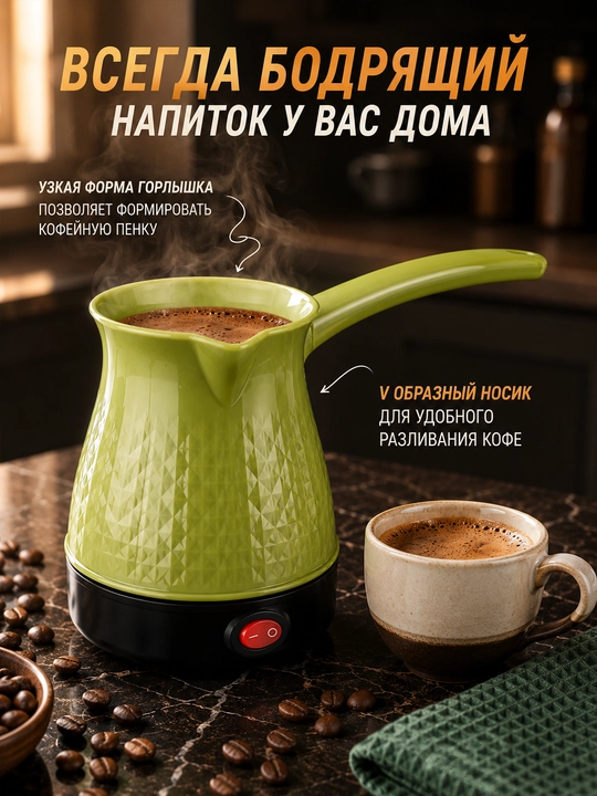 500 ml 600 Vt qizib ketishdan himoyali elektr turka