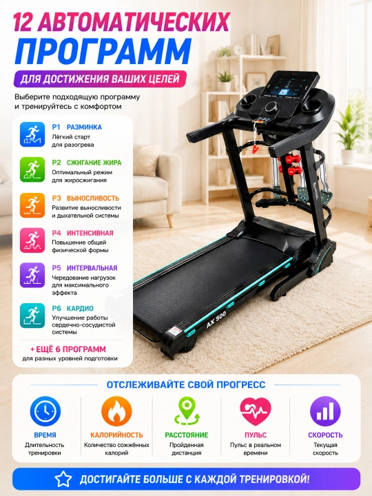 Беговая дорожка AX 0550 / AX 500 / AX 520, кардиотренажер для дома