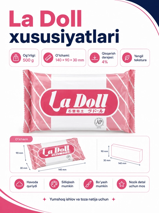 Самозатвердевающая глина для лепки La Doll и Premier, моделирующая