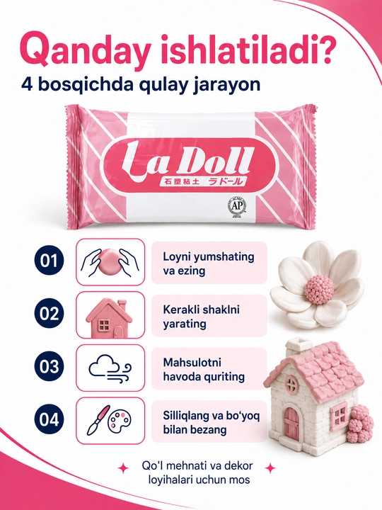 Самозатвердевающая глина для лепки La Doll и Premier, моделирующая
