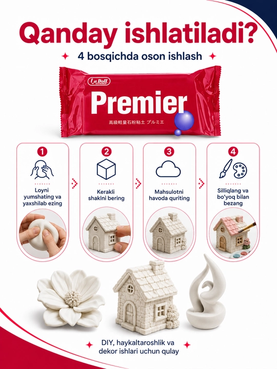 Самозатвердевающая глина для лепки La Doll и Premier, моделирующая