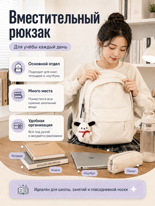 Рюкзак для школы и повседневнего использования, с плюшевой игрушкой, 3 цвета