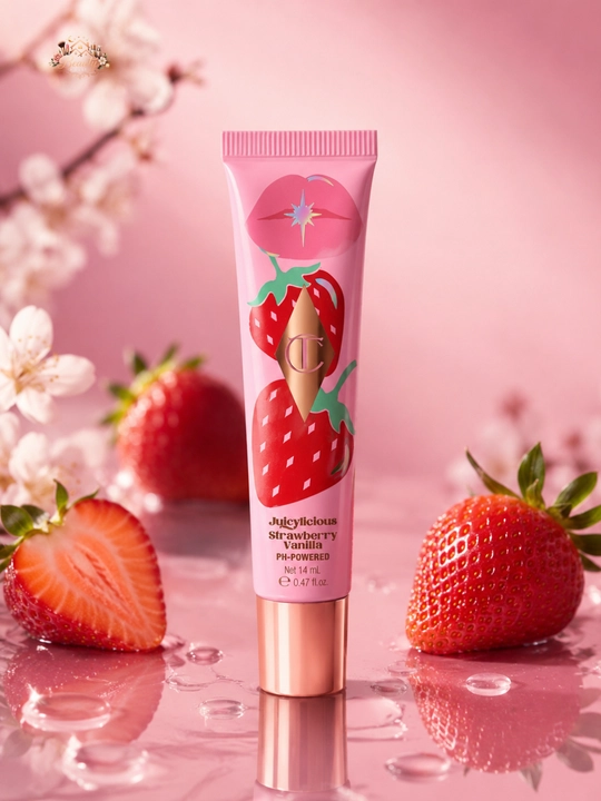 Qulupnay-vanilli yaltiroq lab yog‘i, Charlotte Tilbury Unreal Lips Strawberry Vanilla, 14 ml - 