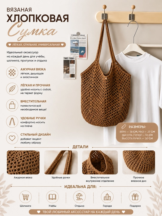 Стильная вязаная сумка - 