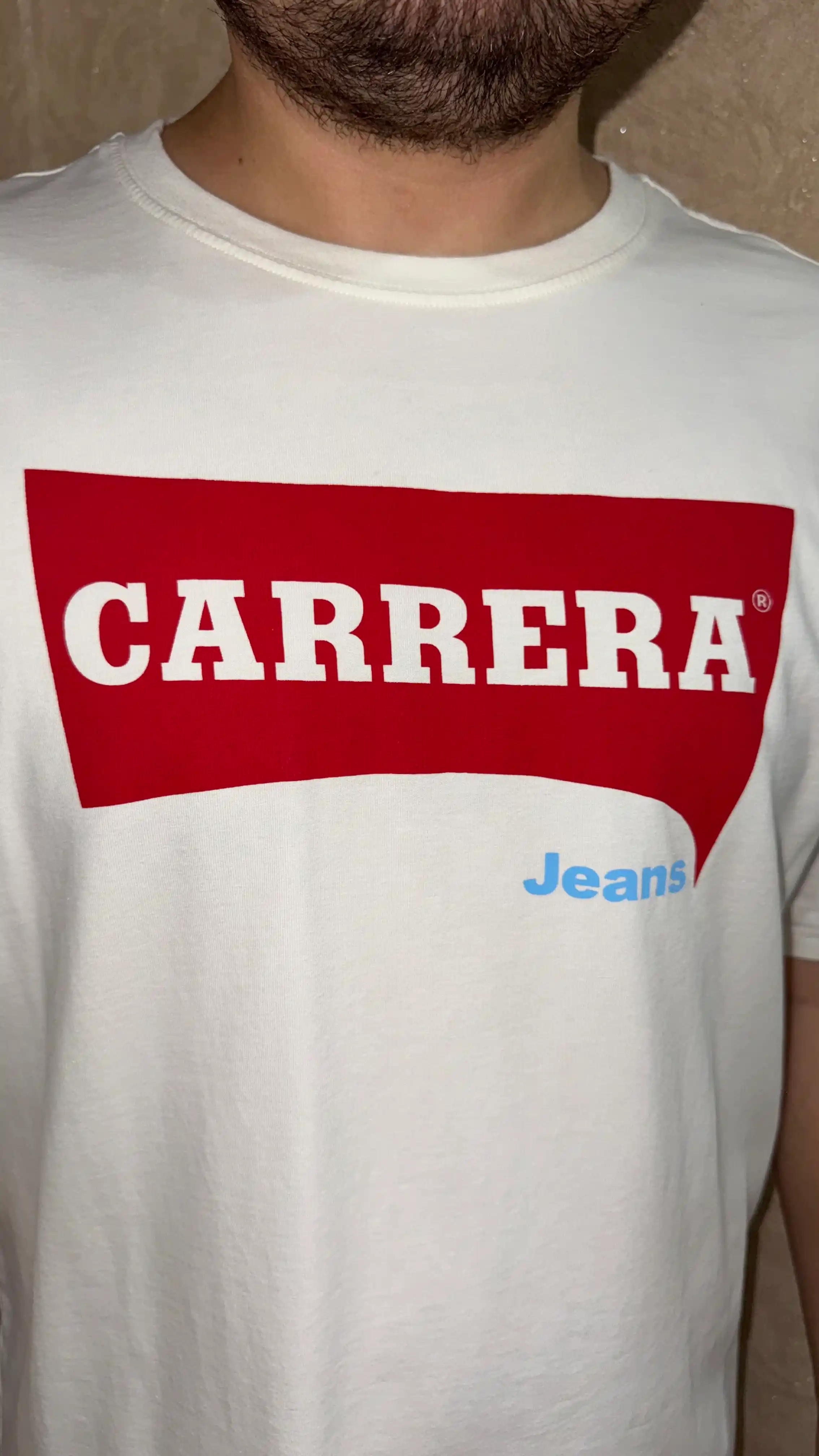 Erkaklar futbolkasi Carrera Jeans dumaloq yoqali, 100% paxta, Italiya