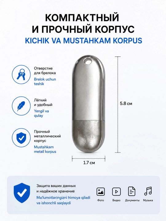 Netac 64Gb USB 3.0 metall flesh-disk xotirasi