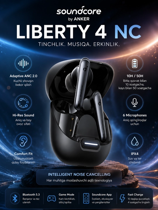 Soundcore Liberty 4 NC —  simsiz ANC quloqchinlar - 