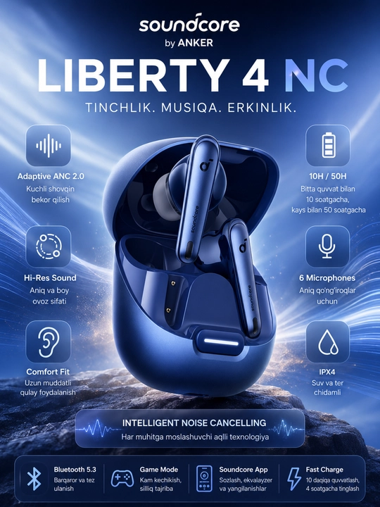 Soundcore Liberty 4 NC —  simsiz ANC quloqchinlar - 