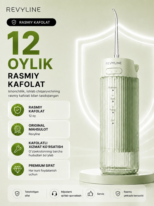 Зубной ирригатор Revyline RL 840, портативный, 4 режима, УФ-стерилизация, 200 мл, 2 насадки