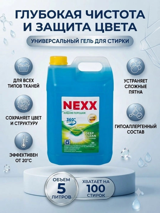 "NEXX" nomli suyuq kir yuvish vositasining (jyel) professional tarzda tayyorlangan