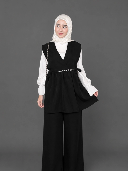 Ayollar va qizlar uchun troyka maktab forma oq kofta klassik shim nimcha