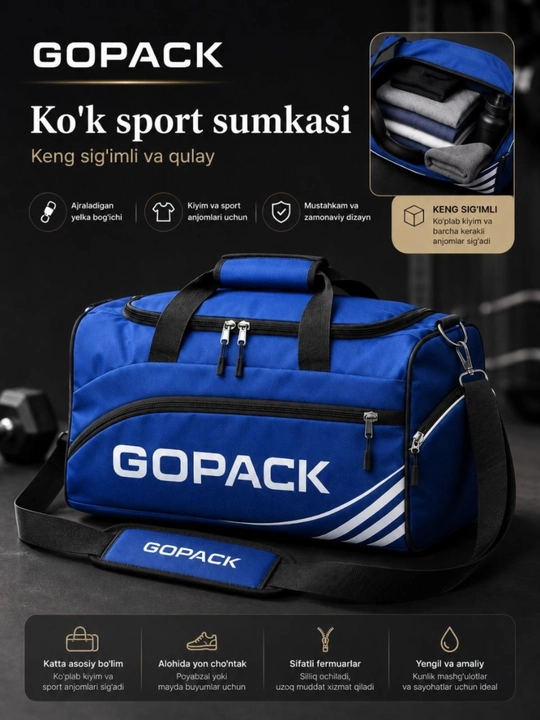 GOPACK sport sumkasi - mashg‘ulotlar, fitnes va sayohatlar uchun eng maqbul tanlov! - 