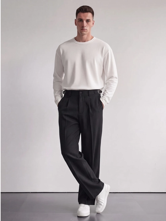 Erkaklar oversayz kenglikda klassik shimi, Old Money uslub, paxta va polyester