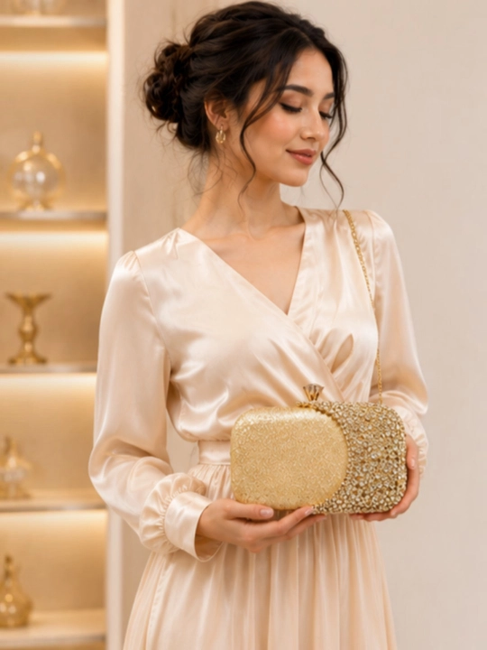 Premium oltin clutch hamyon – ayollar uchun kechki sumka - 