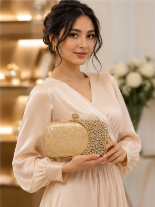 Premium oltin clutch hamyon – ayollar uchun kechki sumka