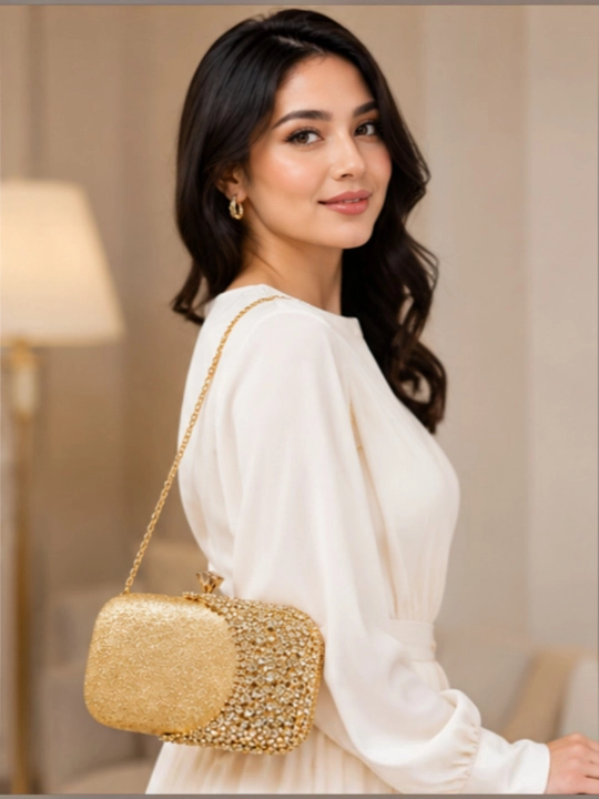 Premium oltin clutch hamyon – ayollar uchun kechki sumka