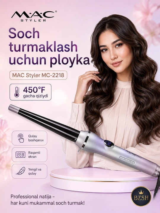 MAC Styler MC-2218A konussimon soch jingalaklagich ployka, raqamli displey, 450°F
