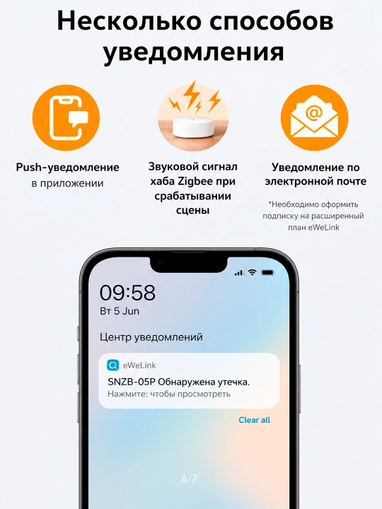 SONOFF SNZB-05P Zigbee aqlli suv sizib chiqish sensori, IP67, eWeLink ilovasiga bildirishnomalar