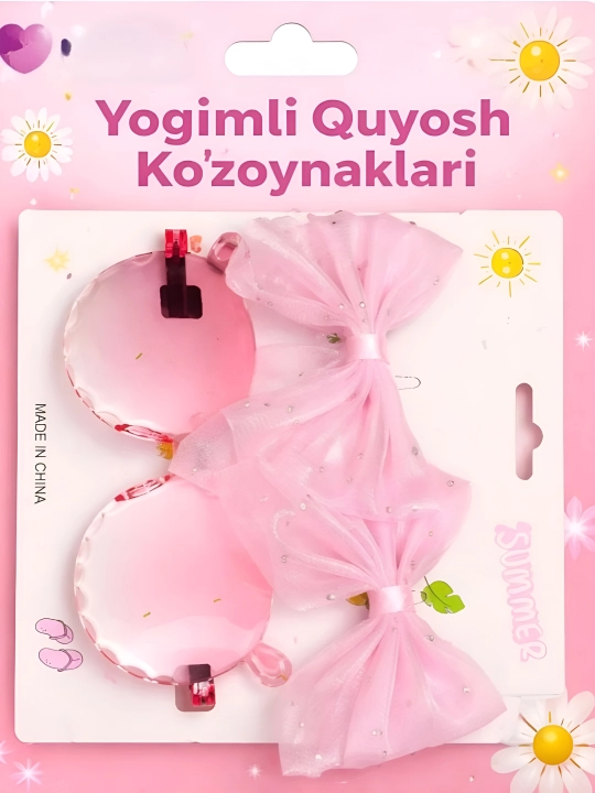 Qizlar uchun bolalar aksessuarlari to‘plami:ko‘zoynaklar va to‘g‘nog‘ichlar - 
