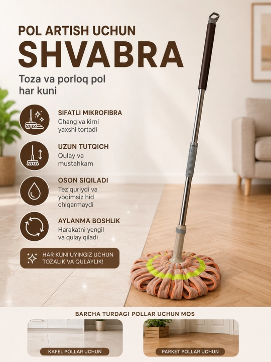 Avtomatik siqiladigan shvabra - 
