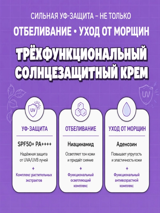 THE FACE SHOP UV SKIN+ Солнцезащитный крем, 4 вида , UV-защита, увлажнение, 40 мл