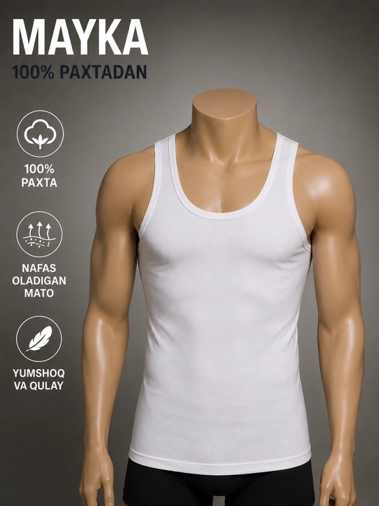 Erkaklar maykasi. 100% paxta. To'plamda 4 dona